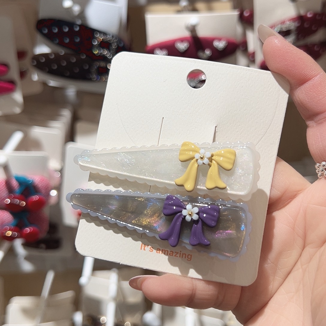 非金属黄紫蝴蝶结鸭夹