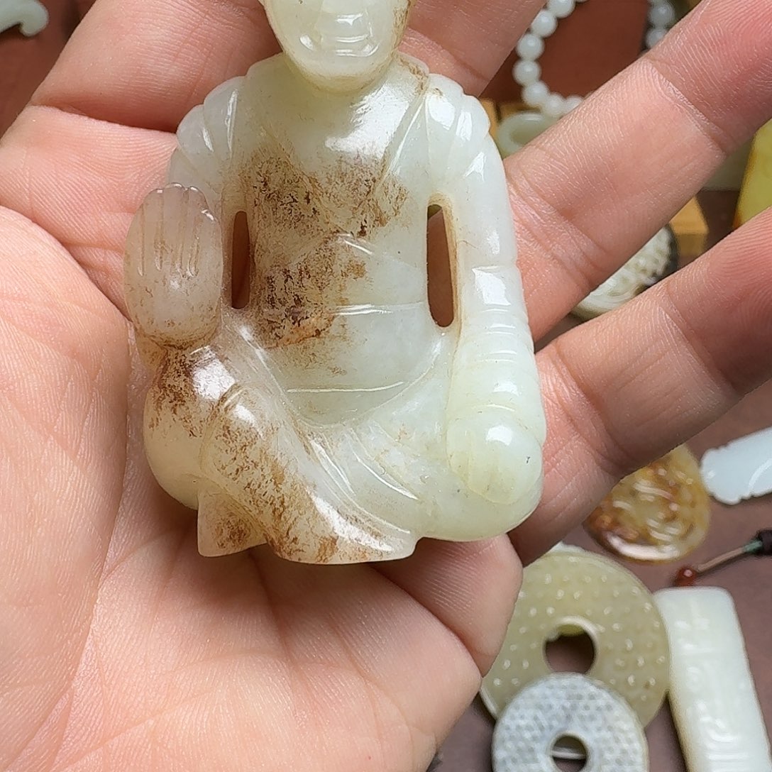 隐***、和田玉（糖玉）未镶嵌挂件