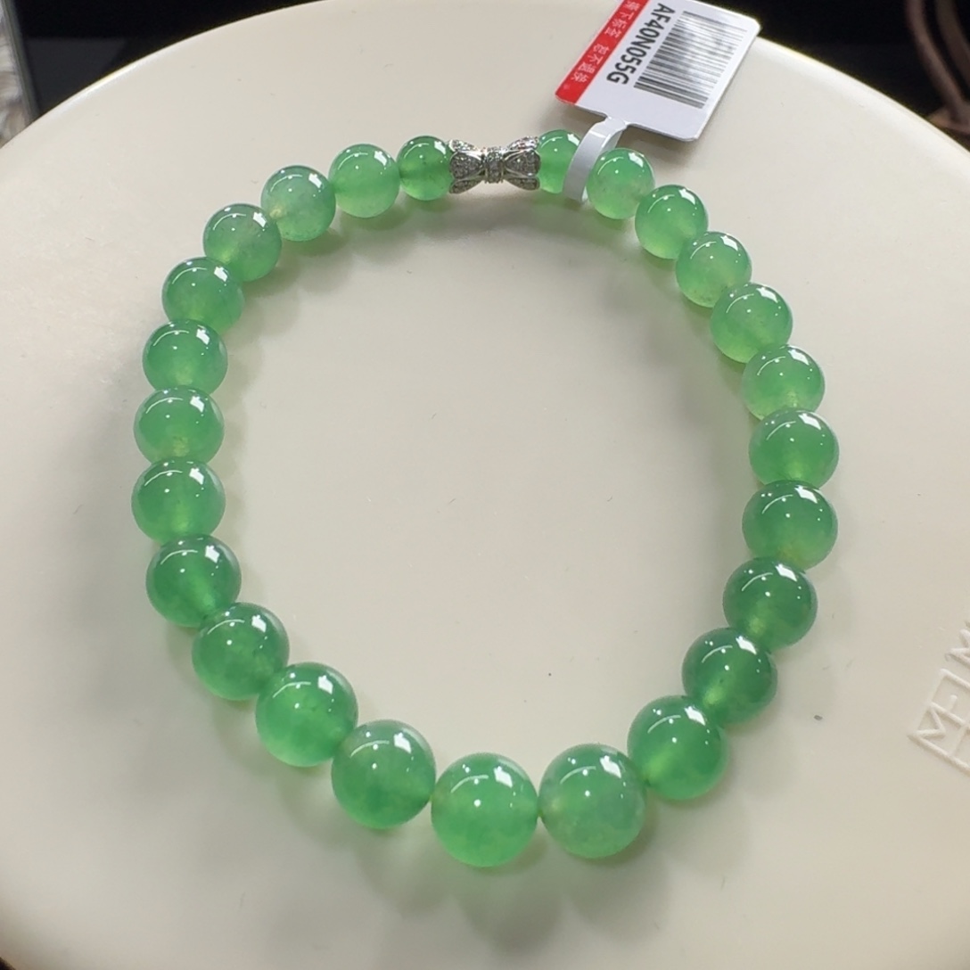 翡翠未镶嵌手链冰甜阳绿单圈5.8-7mm