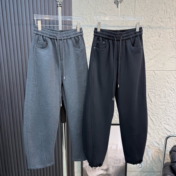 小算盘轻奢潮牌百搭高克定制重磅工艺弯刀直筒休闲裤男士12508