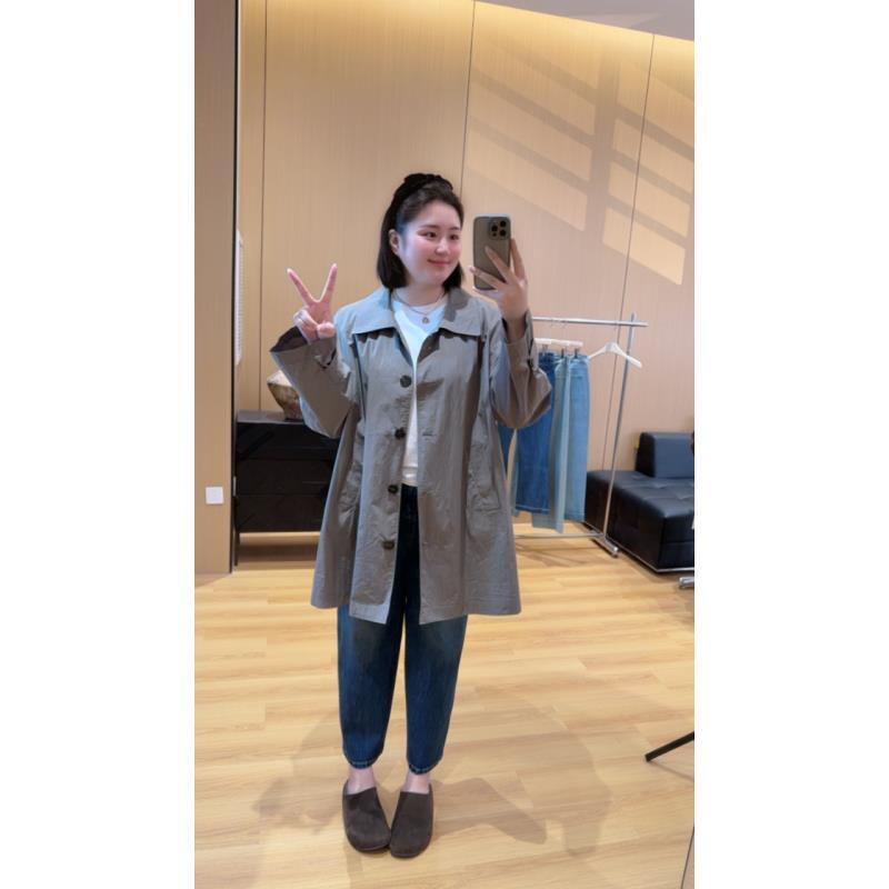 TAOJIA FAMILY【日常独白】秋工装风长袖口袋纯色极简女风衣TS0015