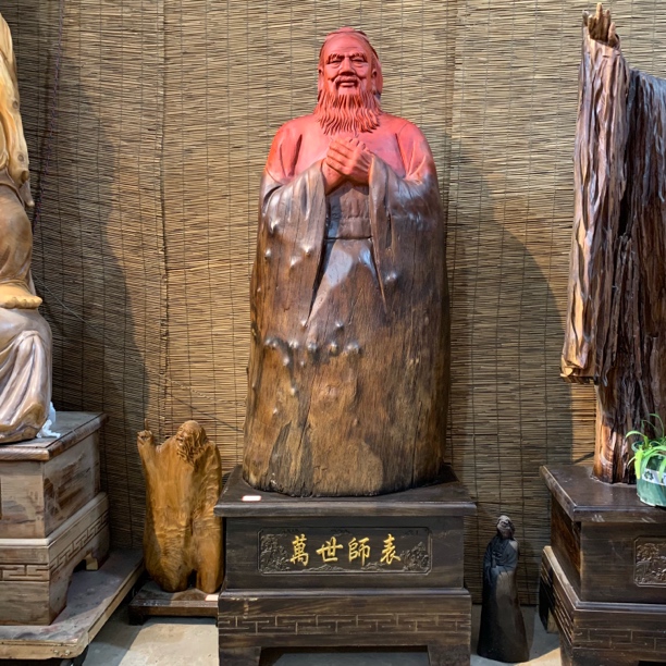 【红花梨孔子】万世师表整体无拼接实心实木落地摆件