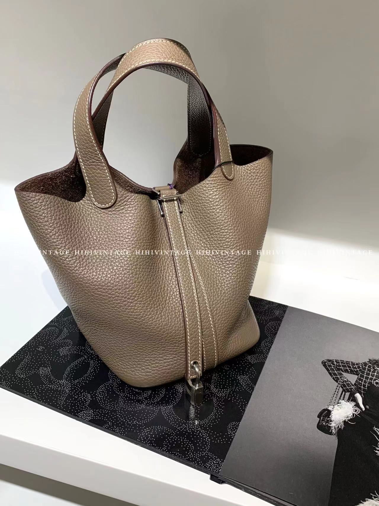 99新 Hermes/爱马仕 HIHI/爱马仕大象灰银扣菜篮子18A刻 11401275