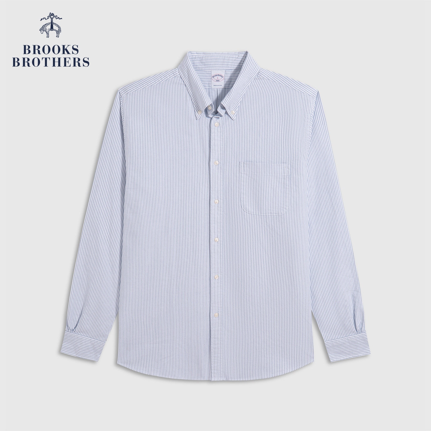 Brooks Brothers/布克兄弟男士25早秋新品牛津纺条纹纽扣领衬衫