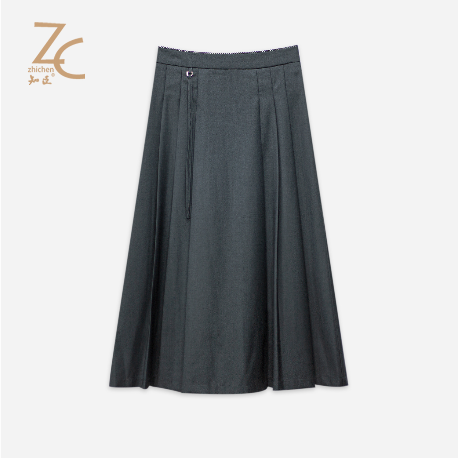 知臣秋季新品 学院风腰间花边装饰时尚A字半裙女 T25843065