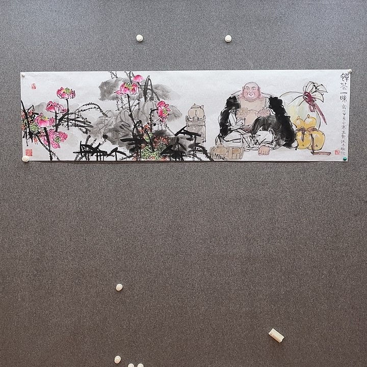 国画六尺对开水墨作品