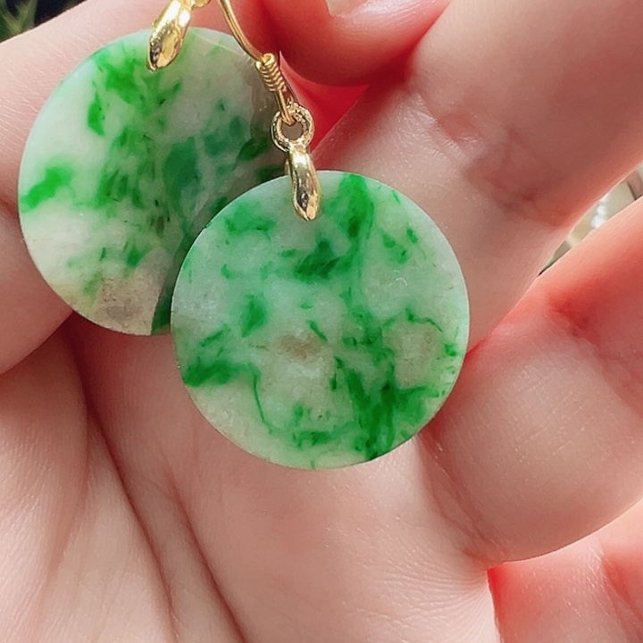 翡翠耳饰银S925镶嵌耳饰