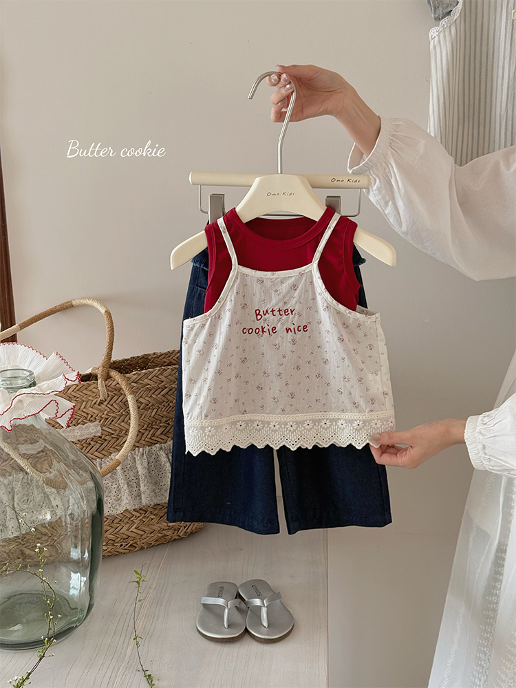 SY-68029-儿童时尚洋气百搭碎花吊带两件套（夏款）