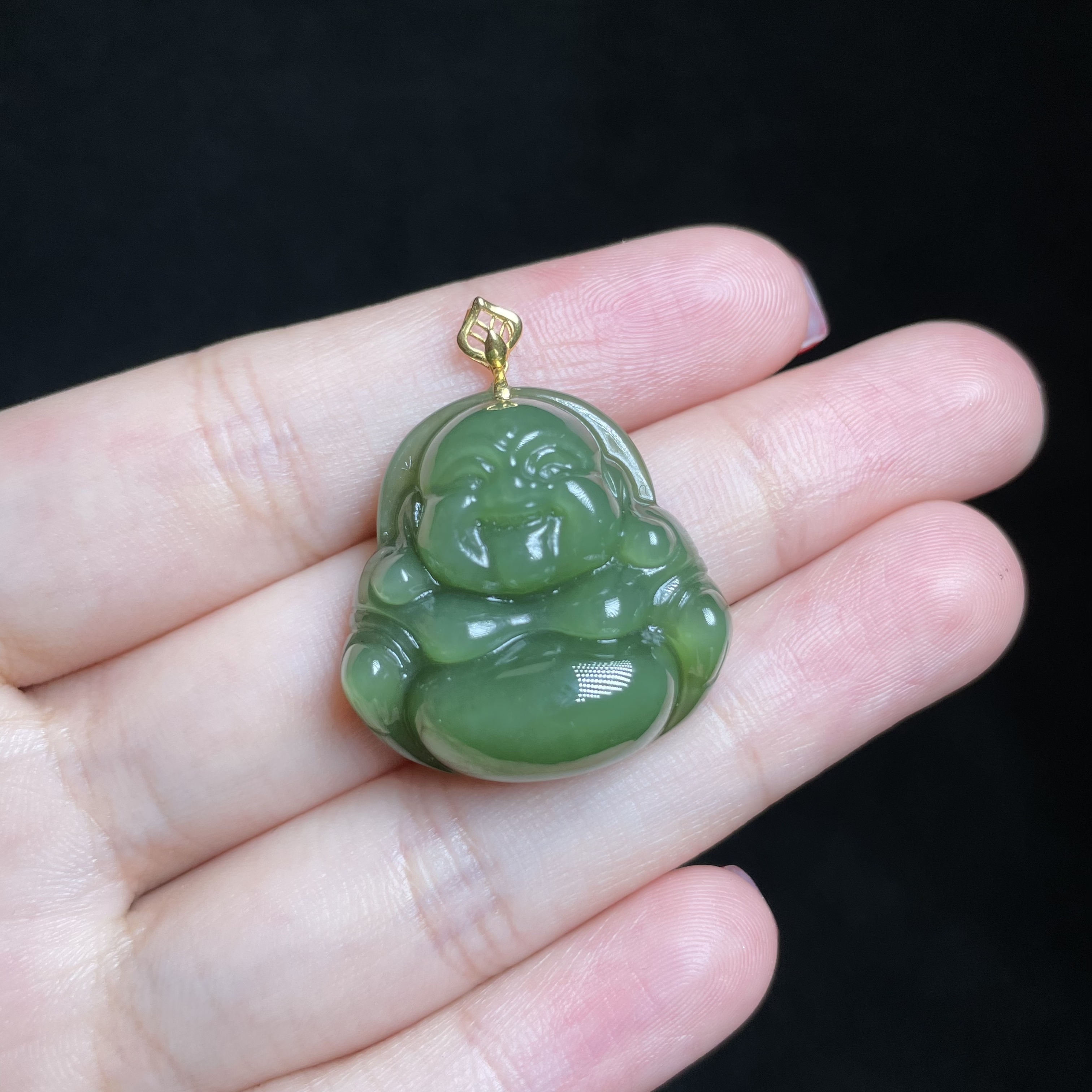L【玉总珠宝】18k和田玉碧玉佛公-约25*8mm 多样性发一 CAN2310192