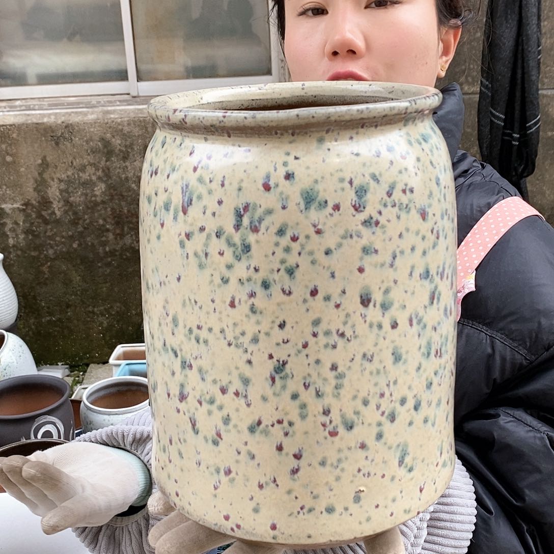 紫砂花盆瑕疵口17高26