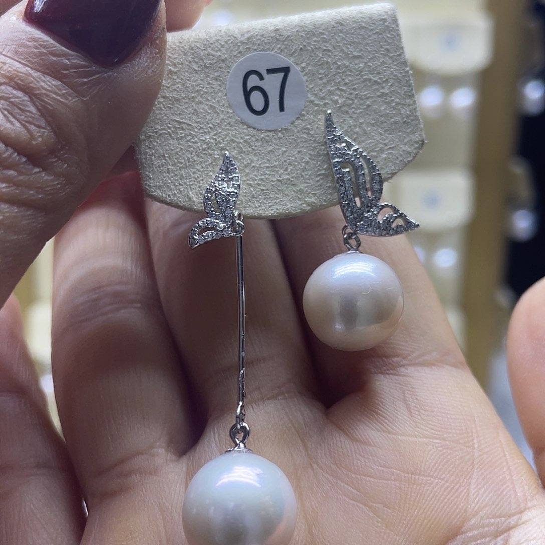 淡水珍珠耳饰银S925镶嵌