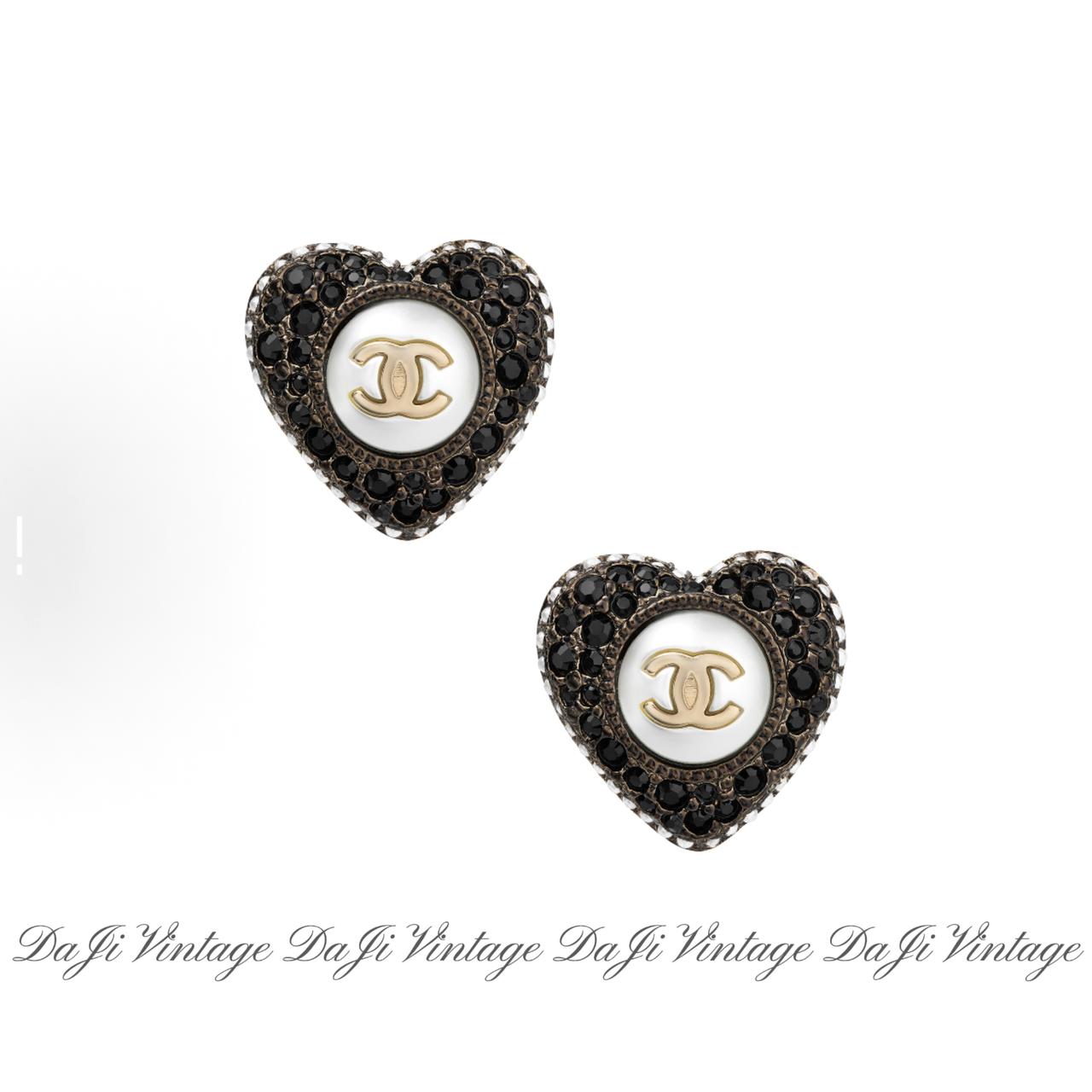 大吉中古/CHANEL香奈儿黑钻爱心耳钉