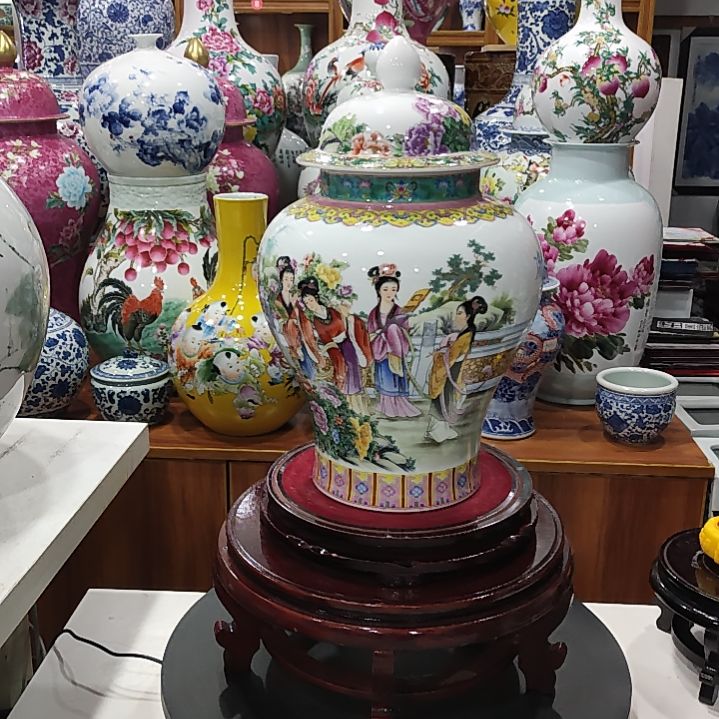 上***王瓷片景德镇陶瓷粉彩将军罐