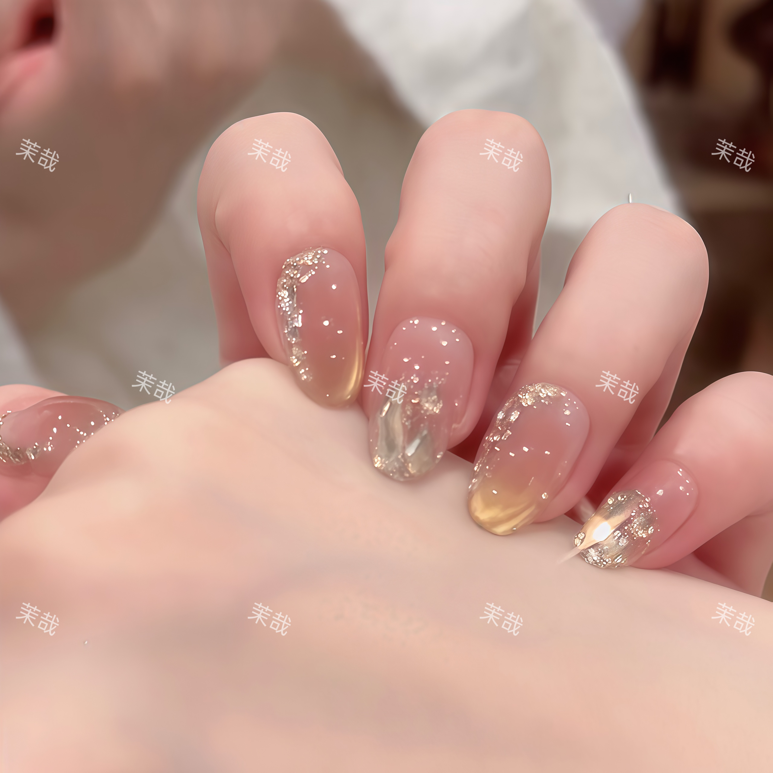 茉哉心心现货【落日熔金】纯手工定制拆卸穿戴甲A4381