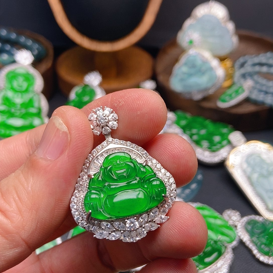 翡翠吊坠(不含链)银S925镶嵌896吊坠