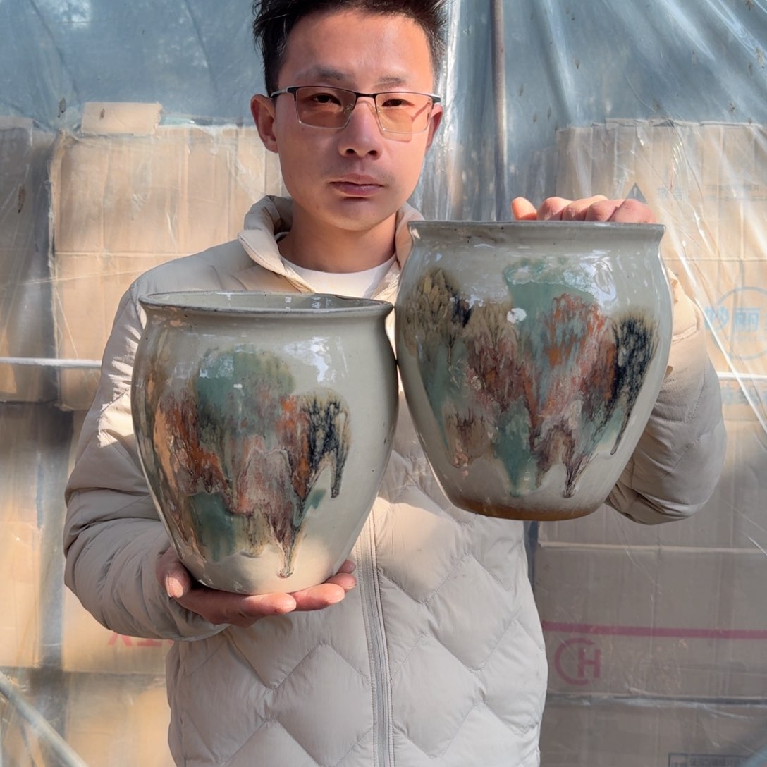 紫砂花盆口18高21（两个工艺品新款