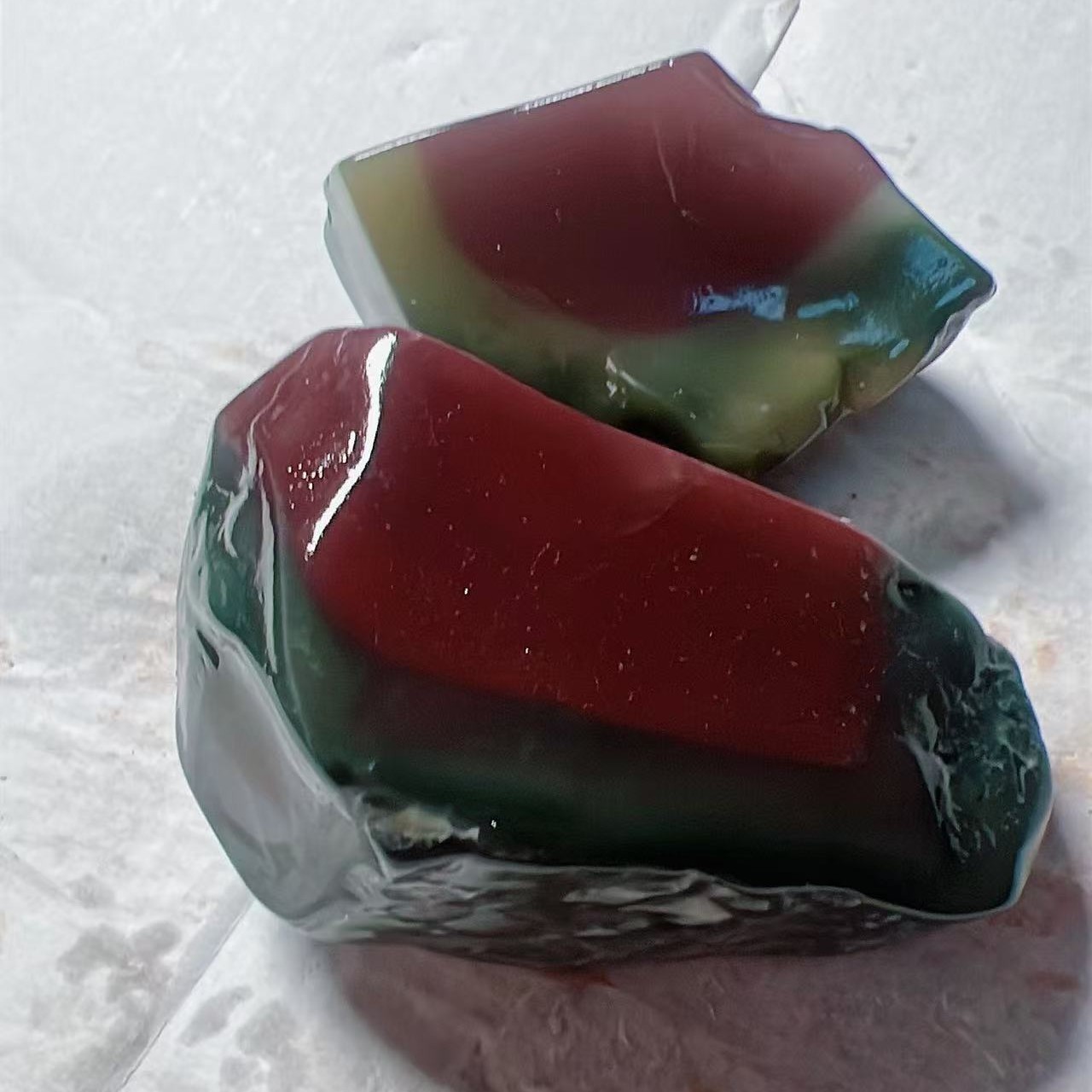 秦紫玉红心绿边抛光净料