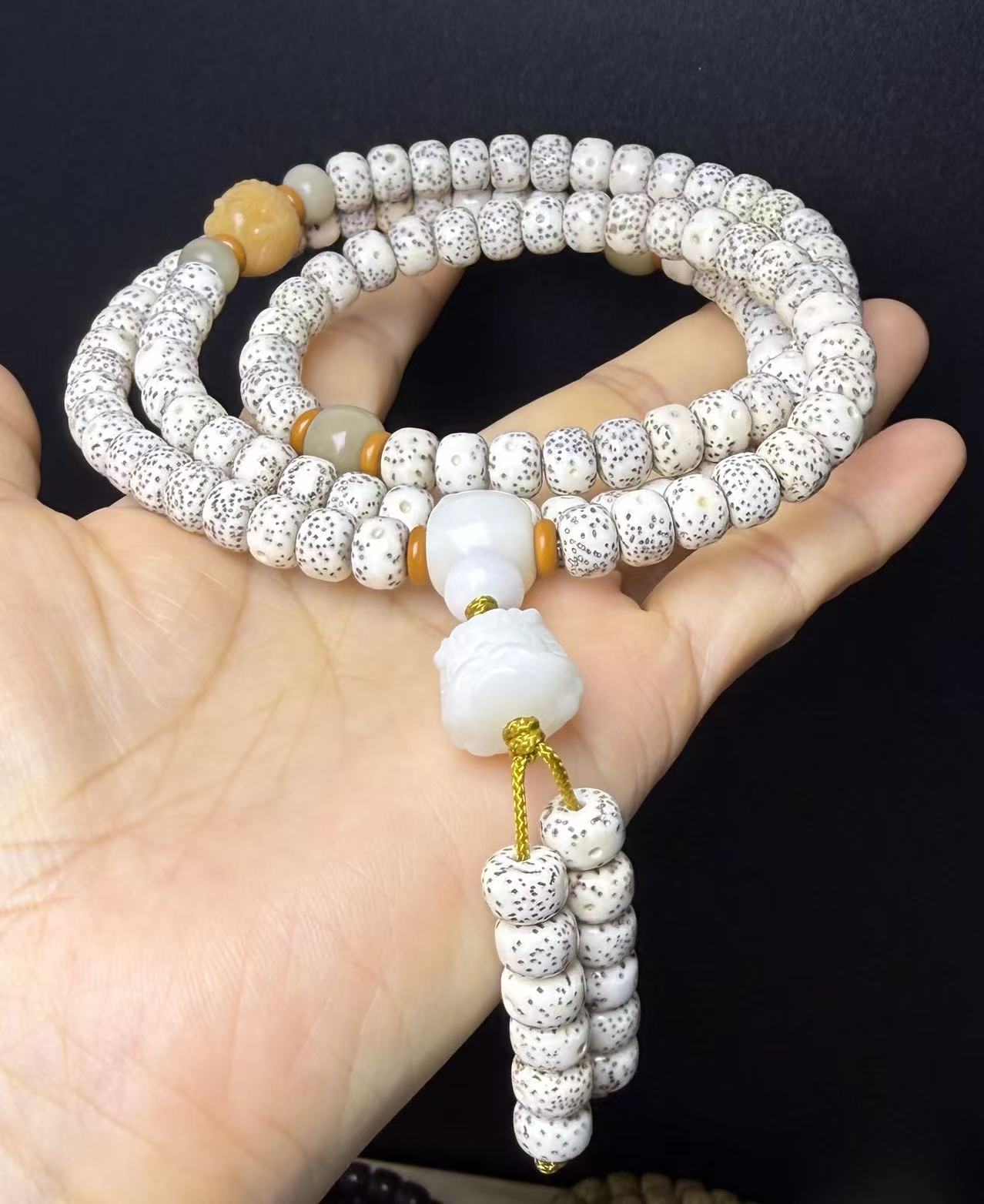 海南星月藏桶脱脂顺白菩提108颗多圈绕手脖挂文玩串尺寸约7.5*5.5