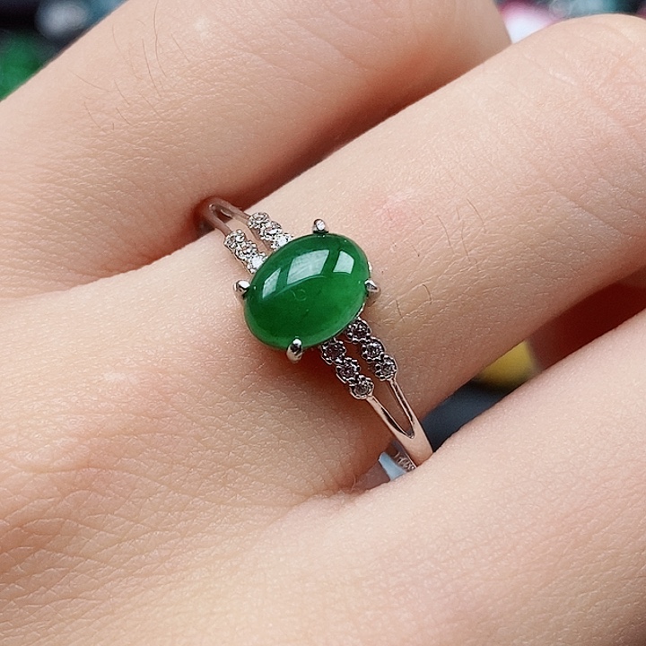翡翠戒指银S925镶嵌戒指
