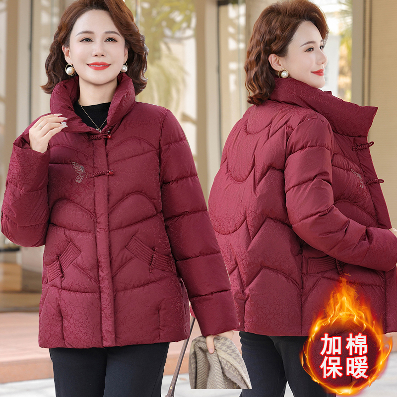 中年妈妈中老年贵夫人棉服女冬装服秋冬外套50多岁加厚棉袄