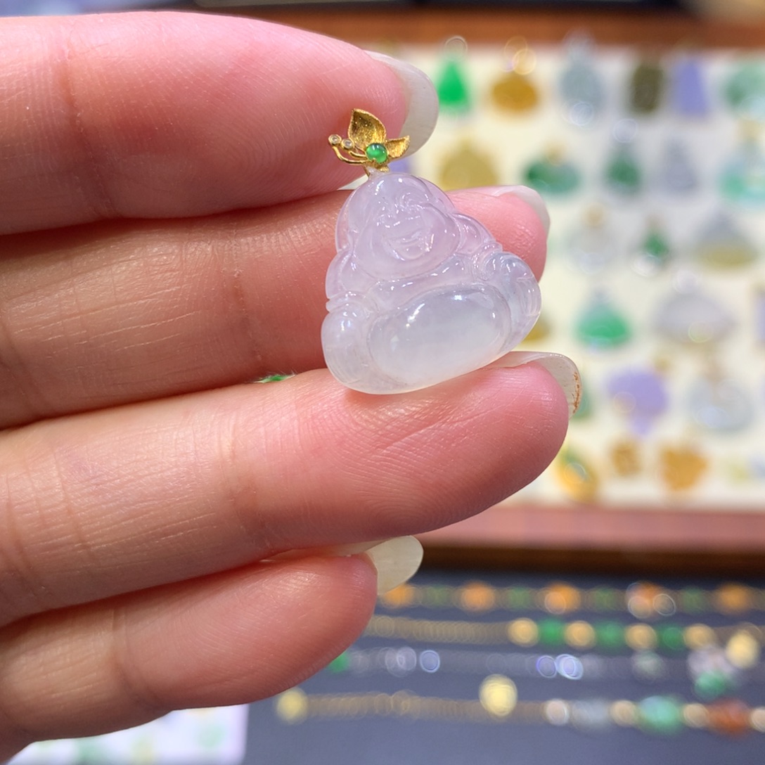 翡翠18K金镶嵌颈饰