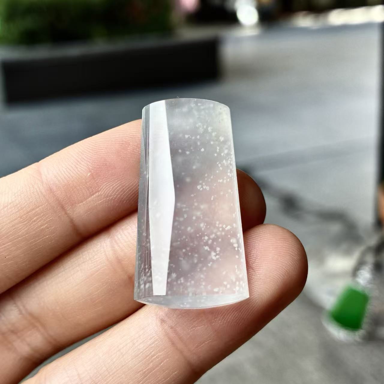 天然a货缅甸翡翠自然光31.6/16.7/5.7高冰雪花棉圆柱无事牌吊坠