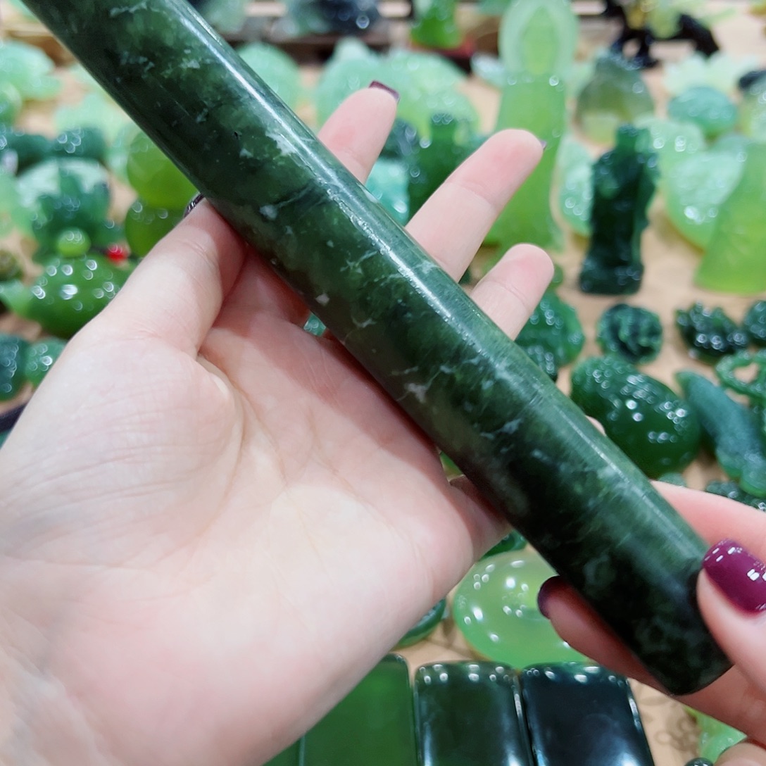 未镶嵌蛇纹石玉擀面杖