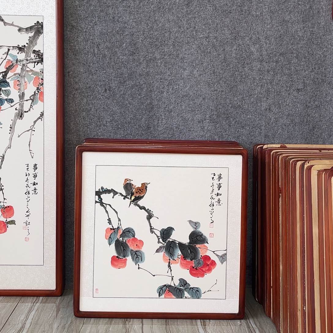 国画书画作品带框63×63