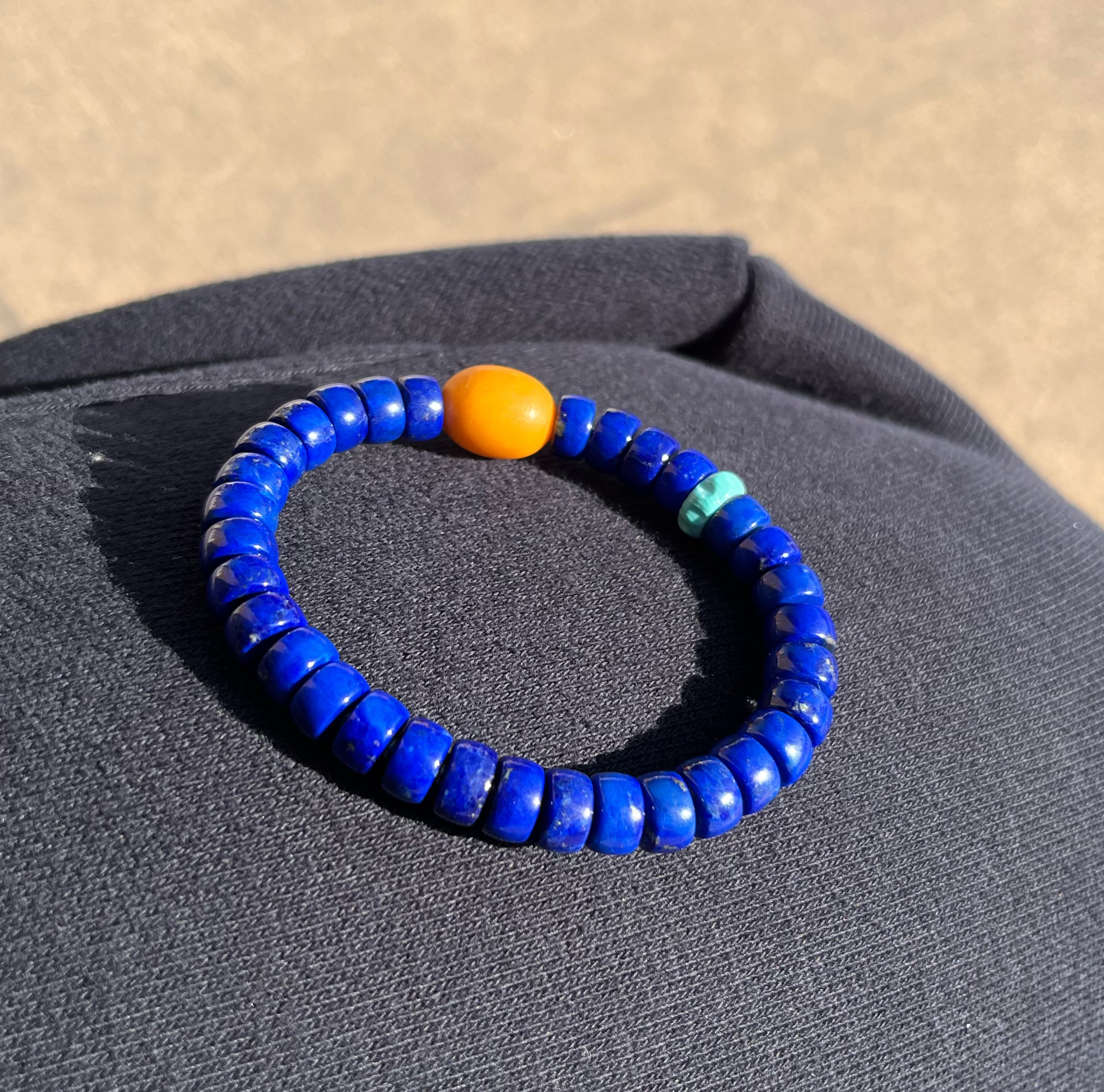 原创手作 一图一物老矿青金石直切药片手串少金少白 卡8➕