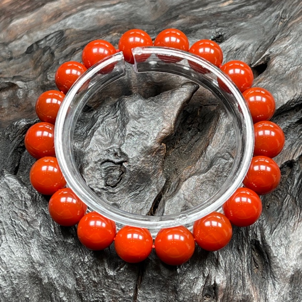 保山南红天然原矿圆珠单圈手串