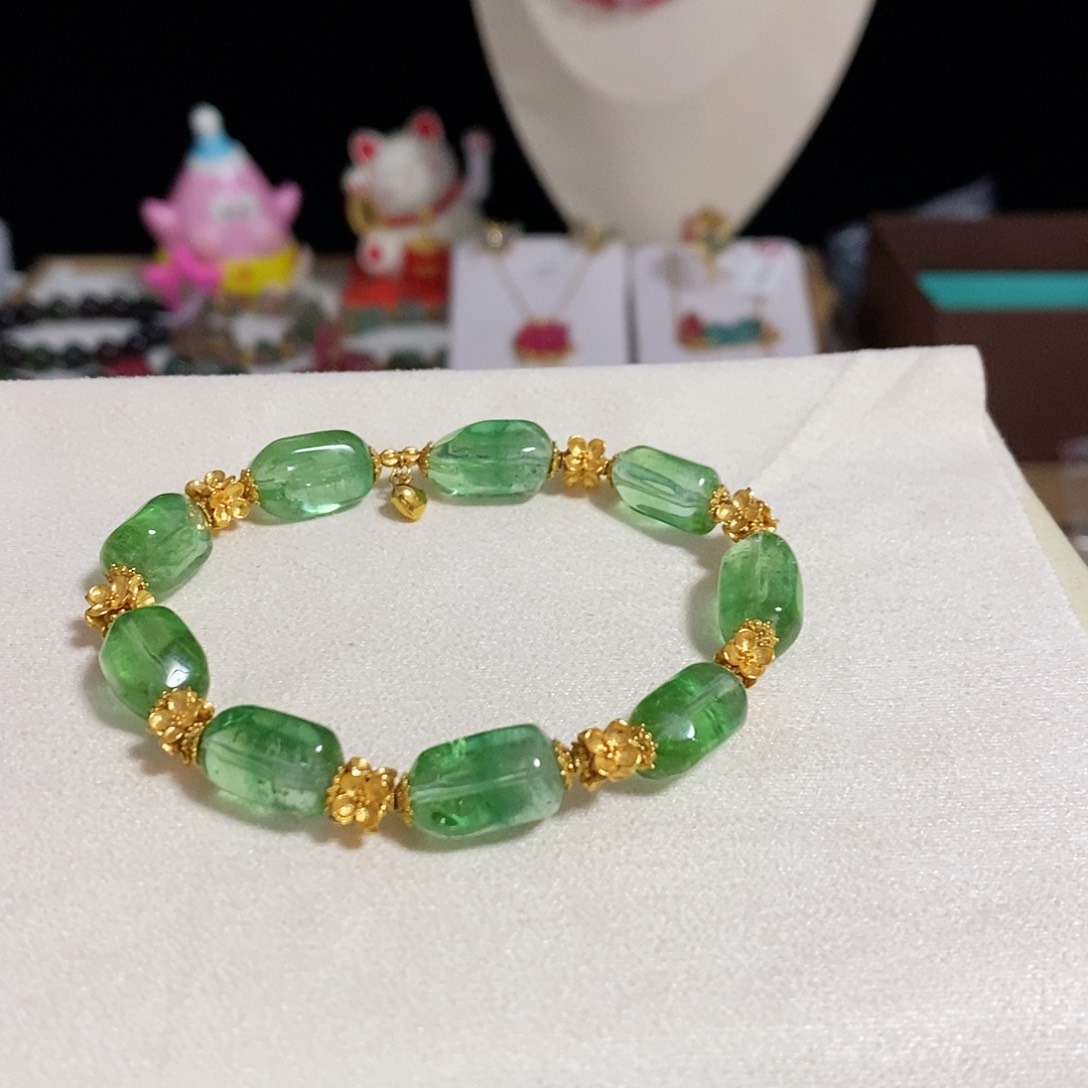 碧玺碧玺手链未镶嵌棉*糖