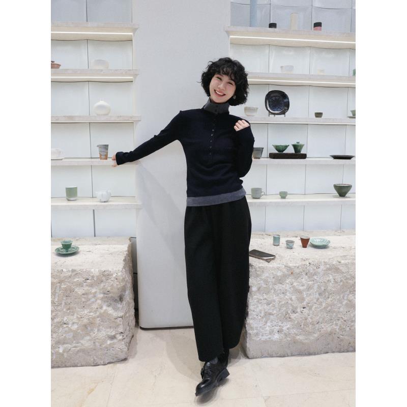 TT设计师【静奢时光】复古感高级感时尚桑蚕丝绵羊毛针织衫TT191658