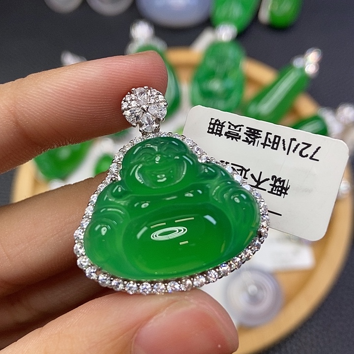 玛瑙/玉髓银S925镶嵌颈饰佛公吊坠