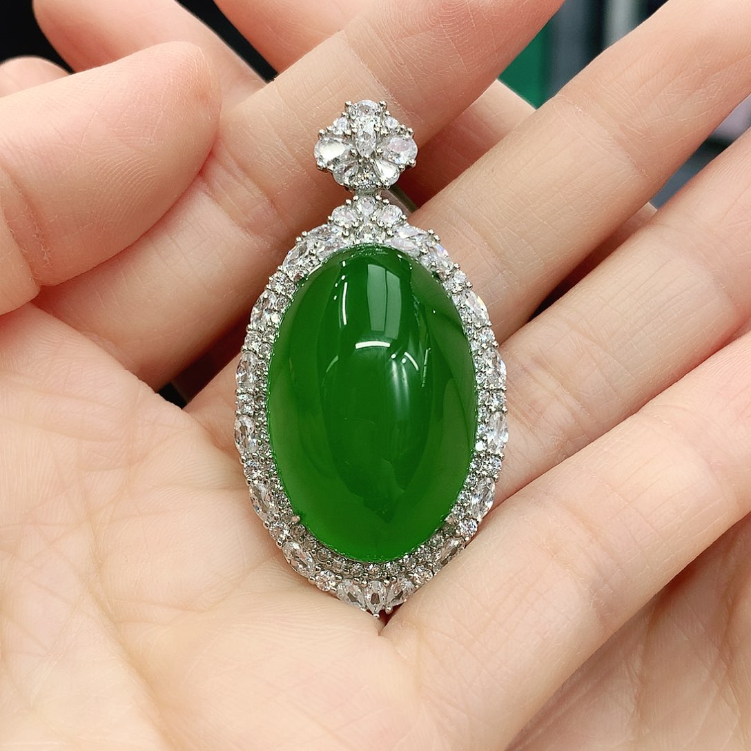 银S925镶嵌吊坠玛瑙/玉髓