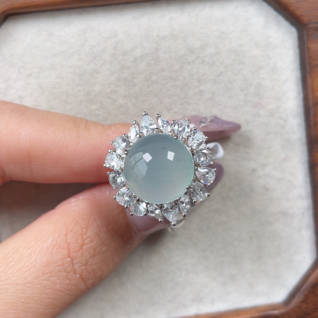 翡翠戒指银S925镶嵌5488