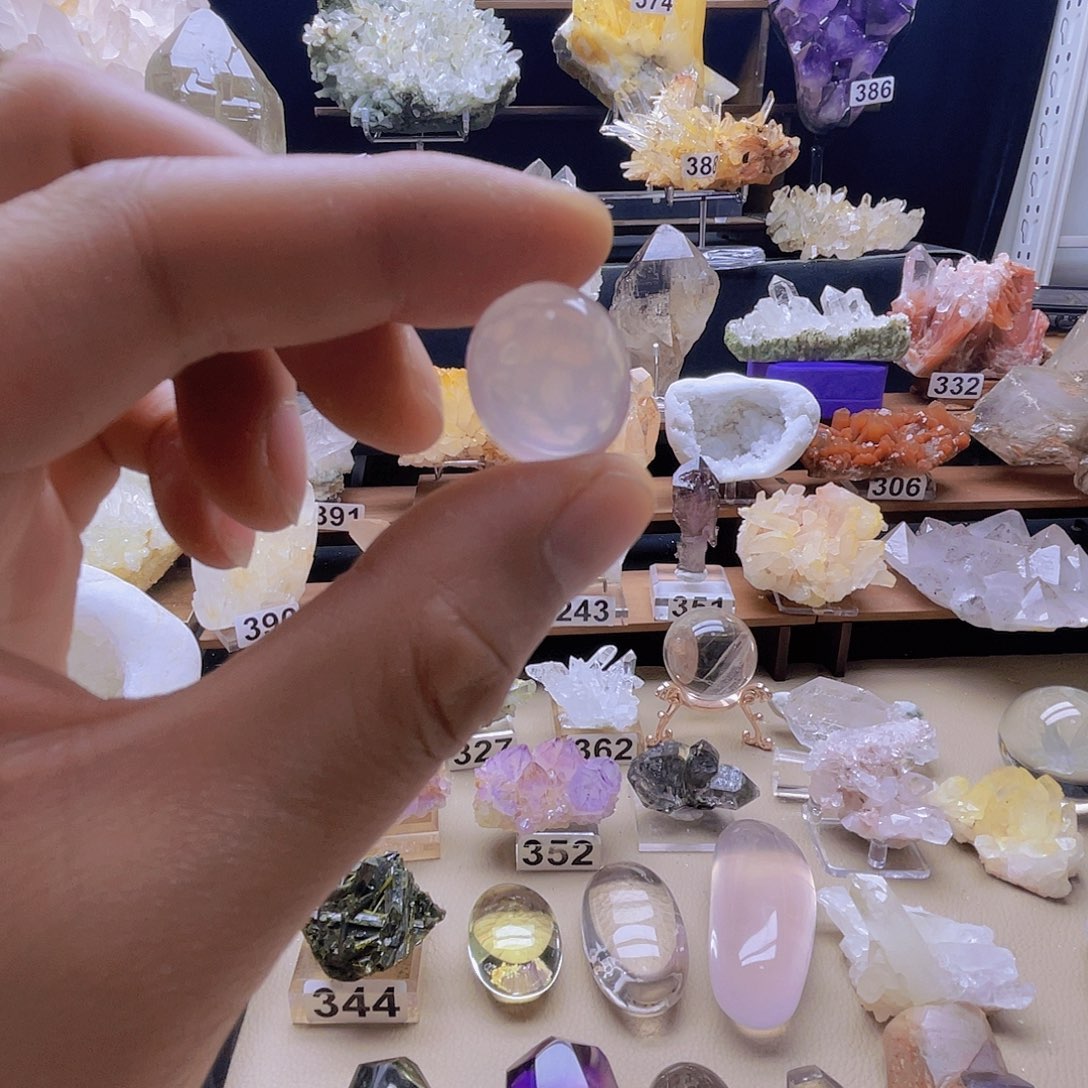 花***昙石材粉晶戒面     