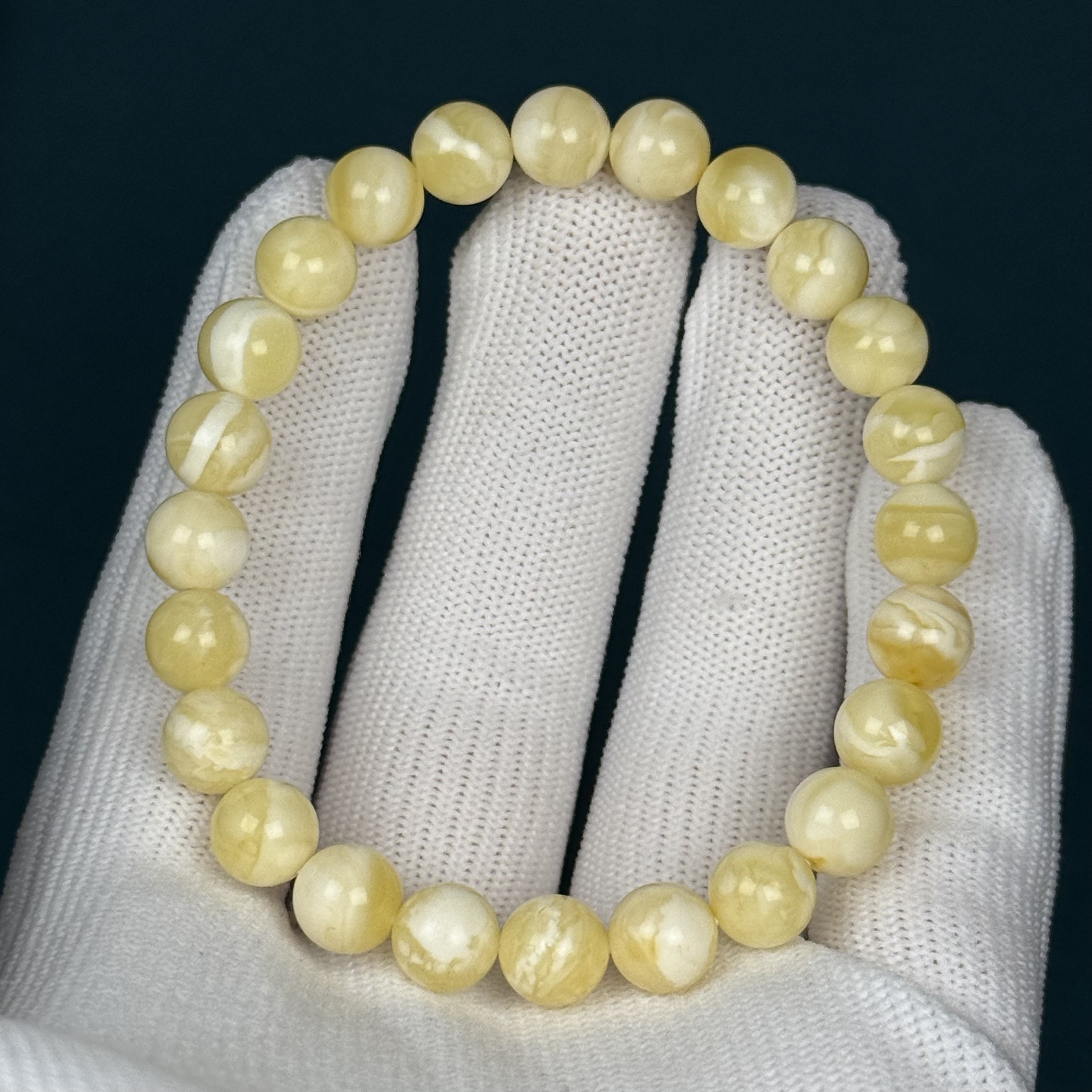 C1901天然原矿蜜蜡 精品金瓷白圆珠手串 8mm支持复检假一罚十