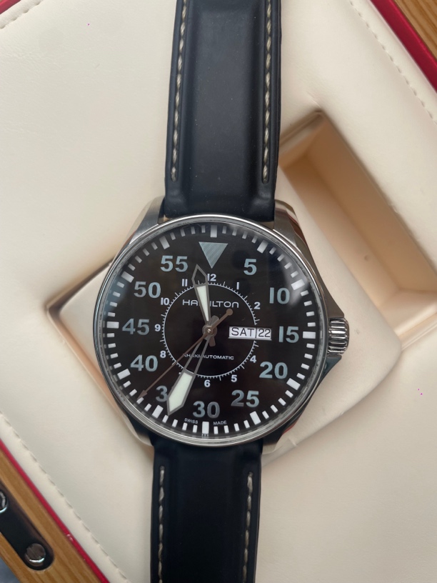 95新 Hamilton/汉米尔顿 卡其航空系列男士自动机械精钢表径46mm