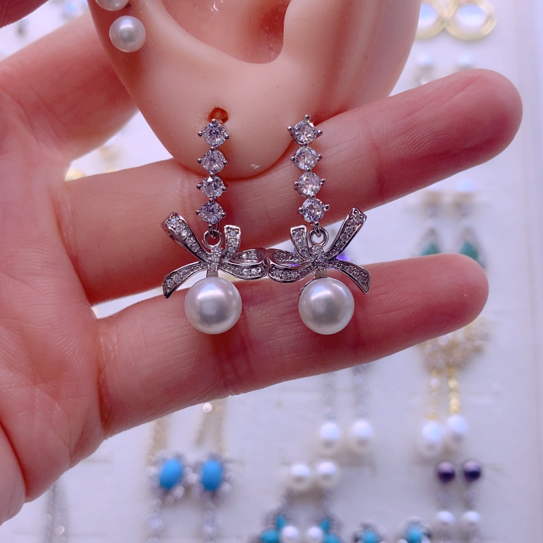 合金淡水珍珠耳饰