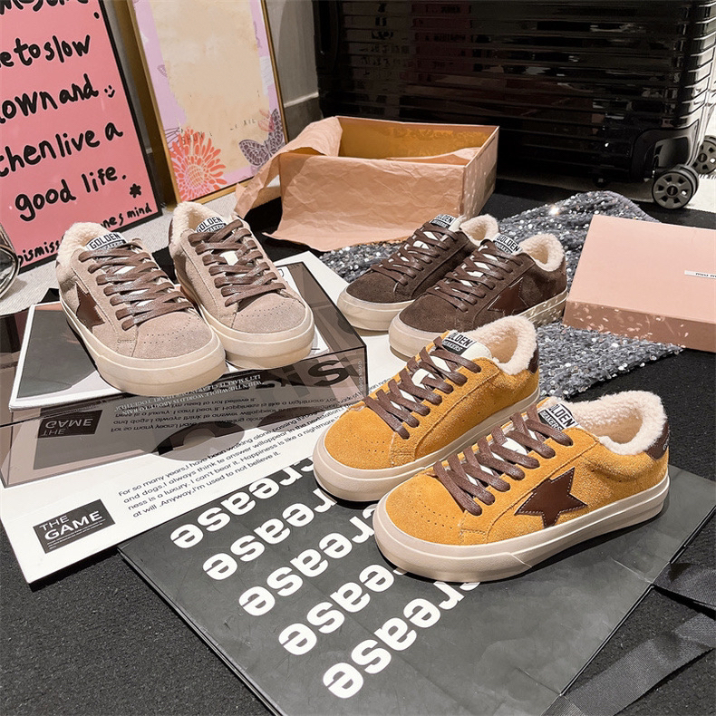 【sen】漠河星夜~星星板鞋百搭保暖加绒棉鞋女