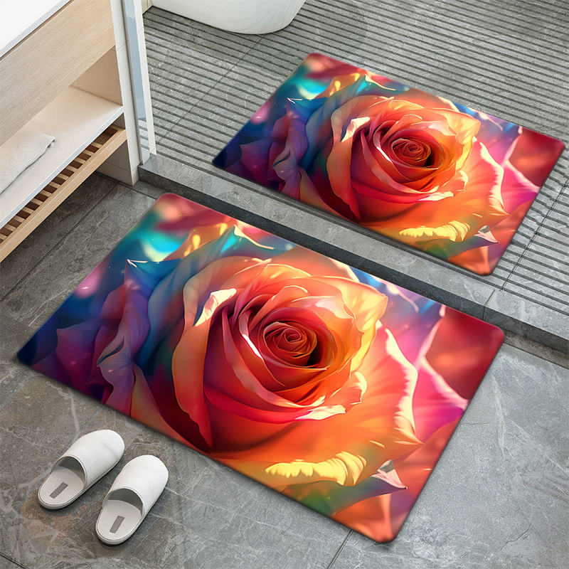 硅藻泥浴室地垫吸水防滑速干脚垫家用厕所进门霓虹灯风可定制地垫