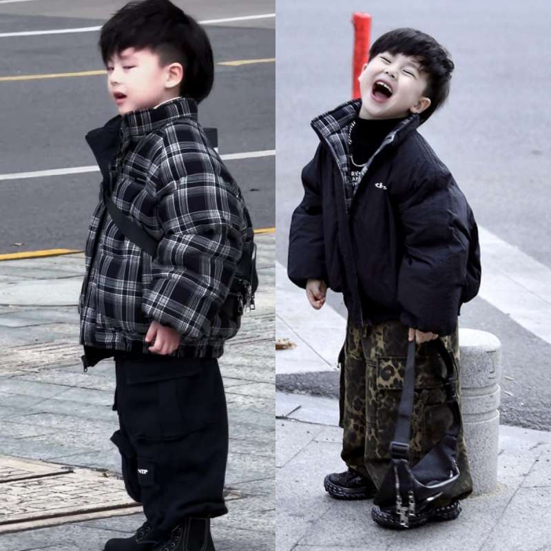【鲸喜专属】两面穿男童棉服2025小童棉衣冬季痞帅个性潮牌男童装