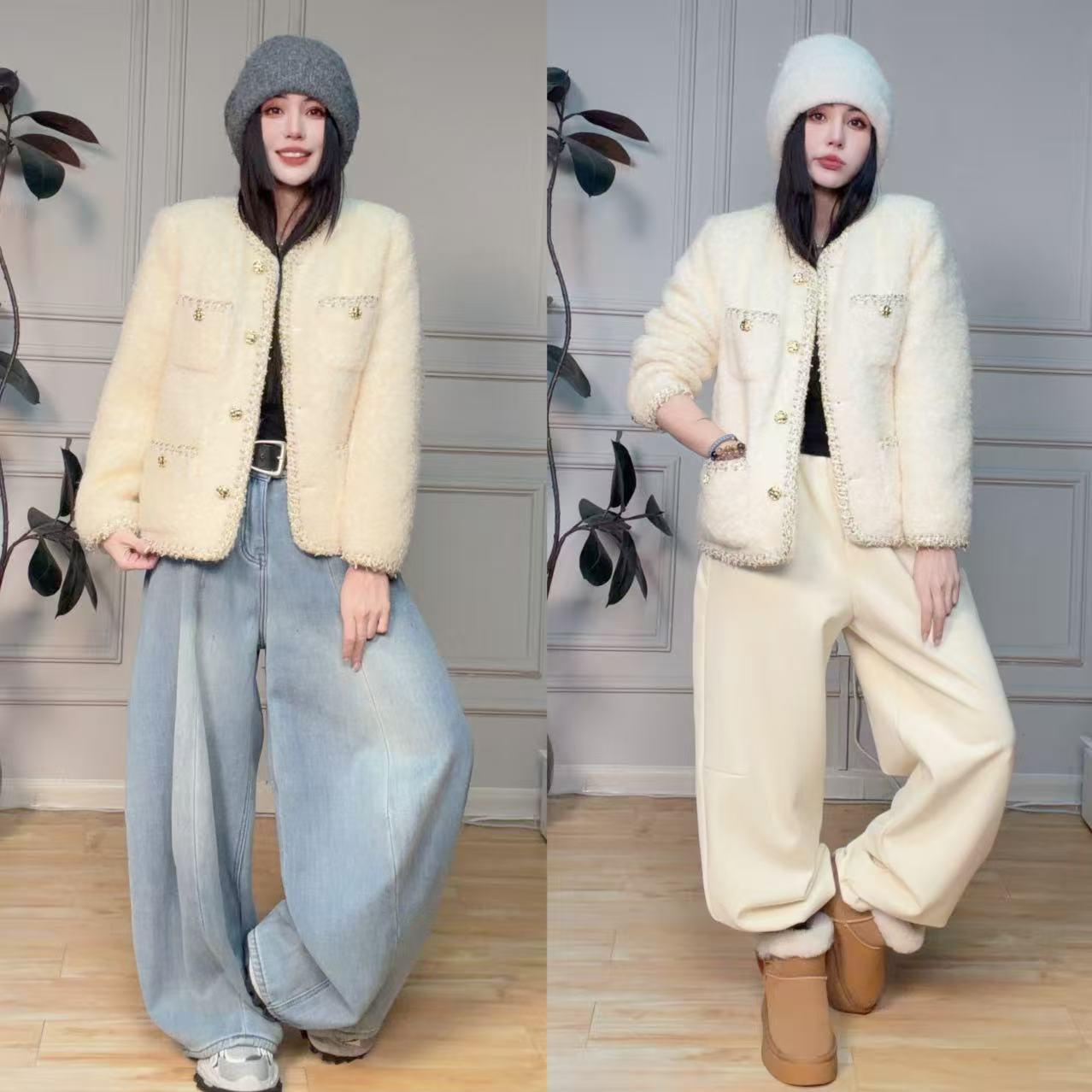 【欧洲站】小香羊羔毛羽绒服