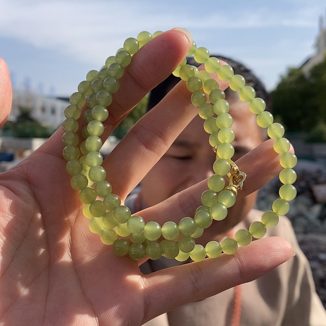 未镶嵌手链和田玉108颗卡6晴水