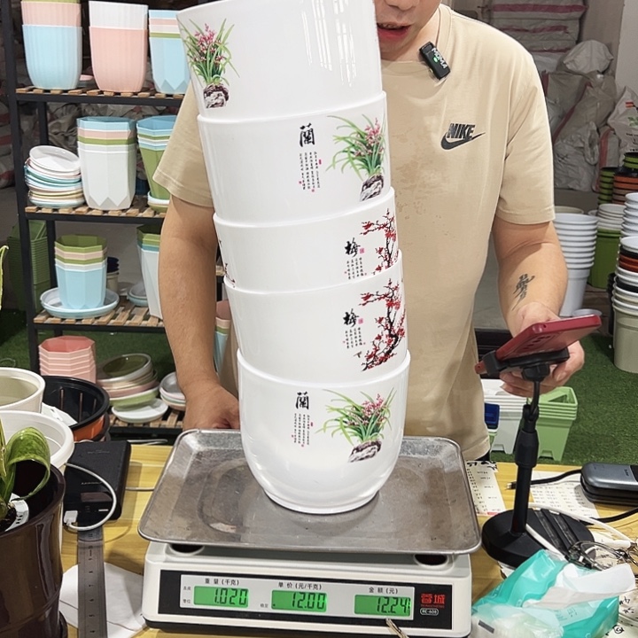 梅兰竹菊口18高16白色5个无托