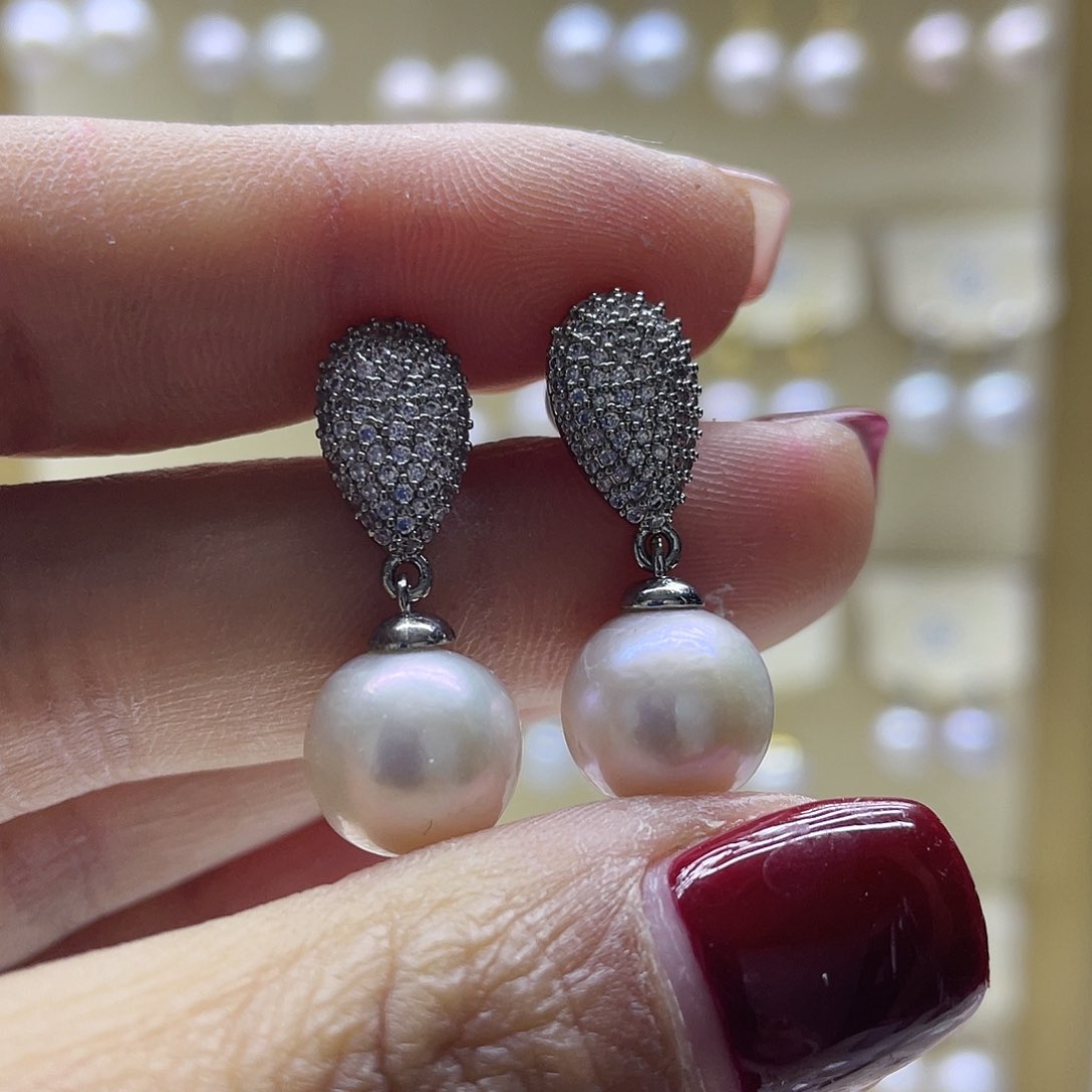 淡水珍珠耳饰银S925镶嵌