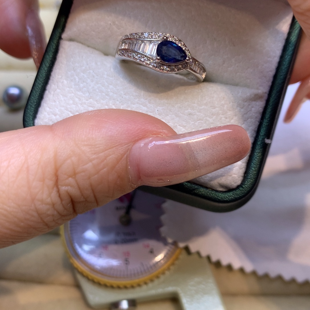 戒指蓝宝石银S925镶嵌