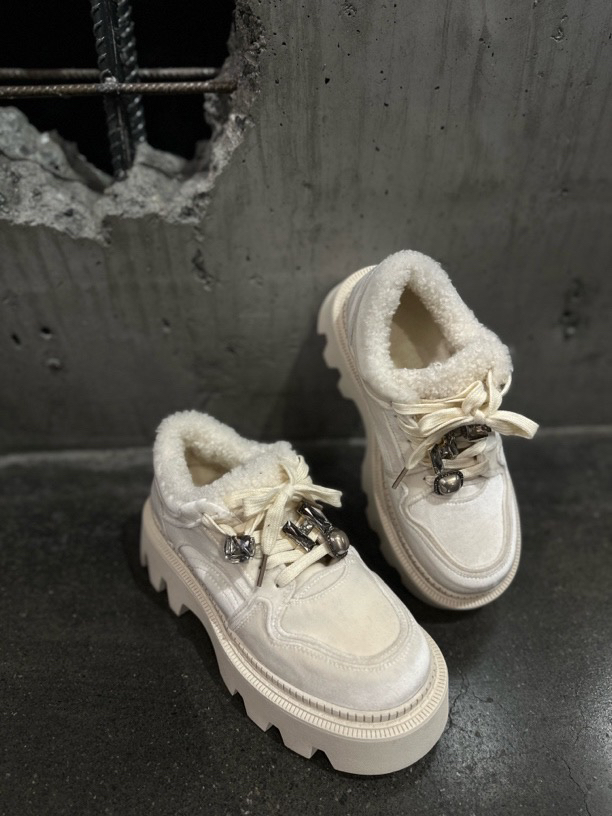 001加绒松糕鞋新款欧货小个子女鞋厚底二棉休闲鞋