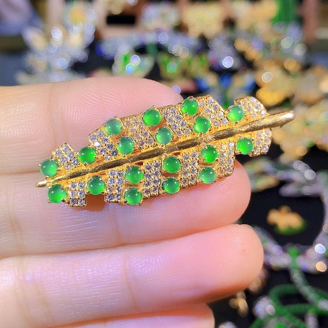 吊坠(不含链)银S925镶嵌翡翠