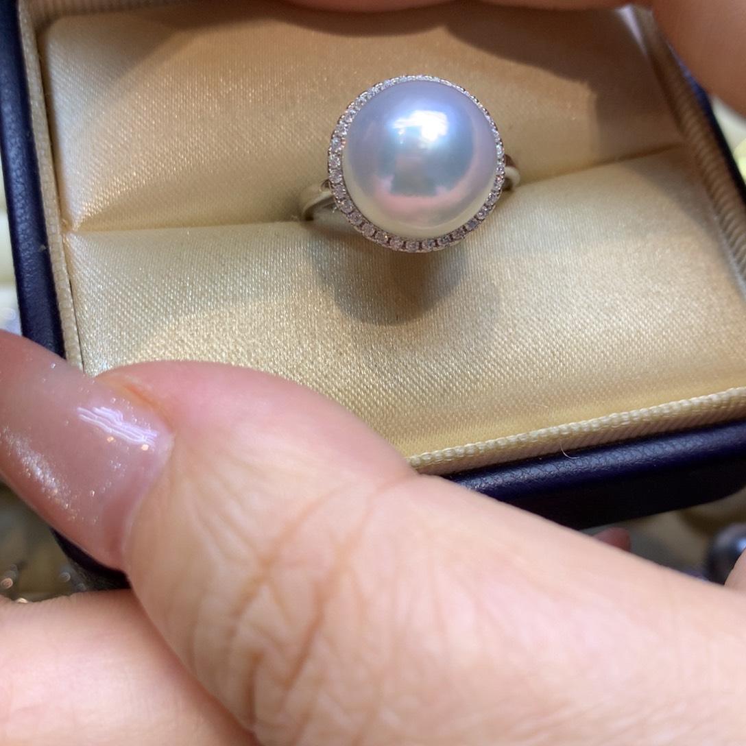 银S925镶嵌戒指海水珍珠